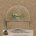 Casquette Beige foncé délavé avec motif Prénom Damien nature et cerf en 7 cm – vue principale
