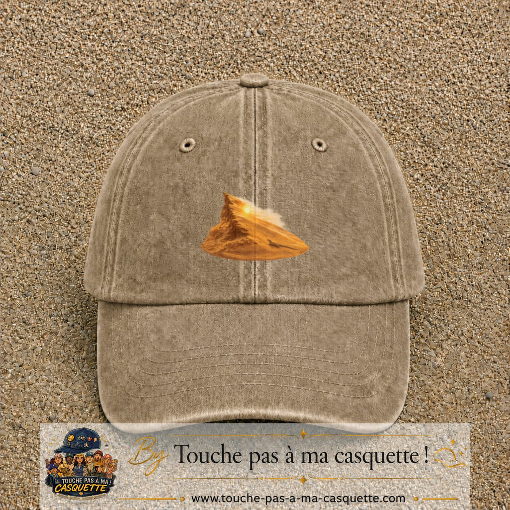 Image principale casquette Beige foncé délavé avec motif Dune du désert 5 cm
