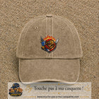 Casquette Beige foncé délavé motif Ours guerrier logo 7 cm
