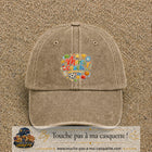 Casquette Beige foncé délavé avec motif Merci coach multisport en 7 cm – vue principale