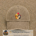 Casquette Beige foncé délavé avec motif Chien et chat complices en 7 cm – vue principale