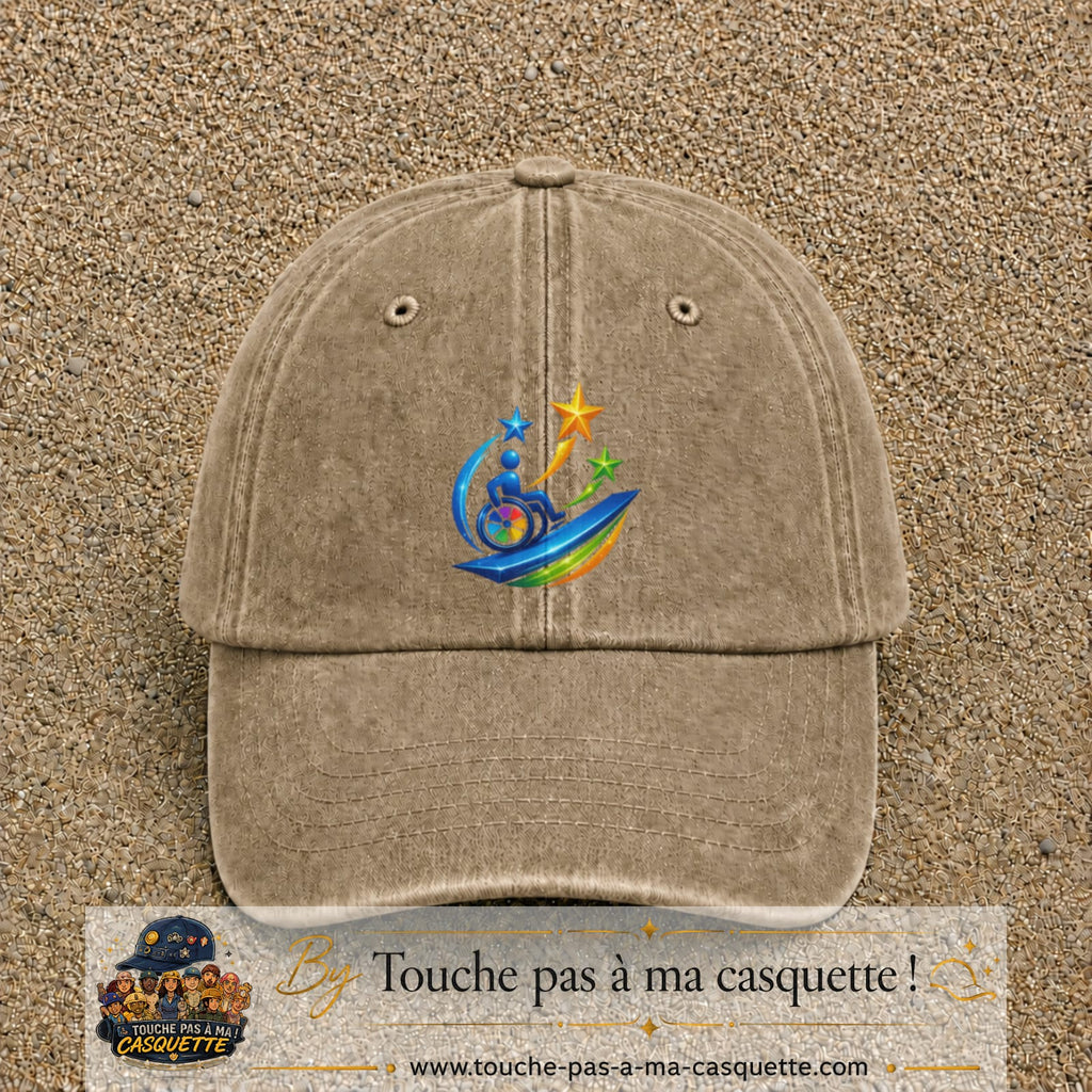 Image principale casquette Beige foncé délavé avec motif Accessibilité étoilée 7 cm