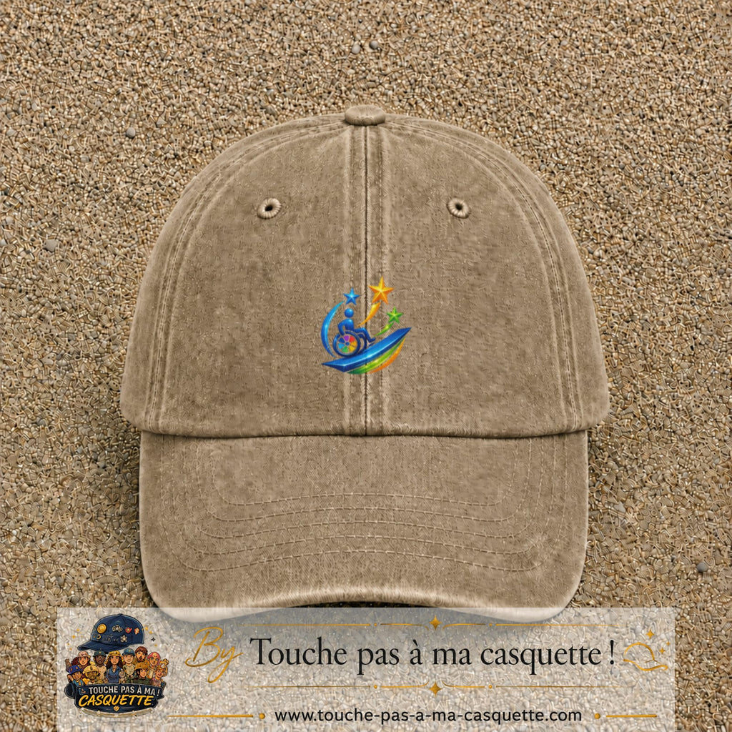 Image principale casquette Beige foncé délavé avec motif Accessibilité étoilée 5 cm