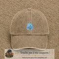 Casquette Beige foncé délavé avec motif Montagne enneigée et sapin en 5 cm – vue principale