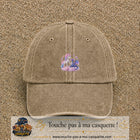 Casquette Beige foncé délavé avec motif Licorne et dragon sur un nuage en 5 cm – vue principale