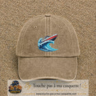 Casquette Beige foncé délavé avec motif Bateau à moteur sur vague en 7 cm – vue principale