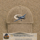 Image principale casquette Beige foncé délavé avec motif Avion de voltige 7 cm