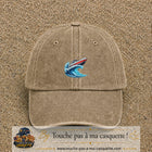 Casquette Beige foncé délavé avec motif Bateau à moteur sur vague en 5 cm – vue principale