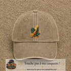 Image principale casquette Beige foncé délavé avec motif Feuillage tropical doré 7 cm