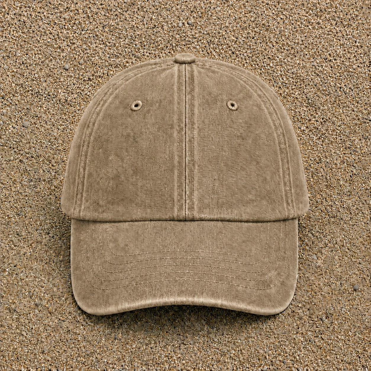 Casquette Beige foncé délavé motif Husky joyeux 3 cm - image couleur 2