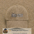 Image principale produit119moyenBF - casquette Beige foncé délavé avec visuel Télé tu parles trop 5 cm