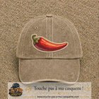 Image principale produit198grosBF - casquette Beige foncé délavé avec visuel Piment 7 cm
