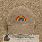 Image principale produit187moyenBF - casquette Beige foncé délavé avec visuel Arc-en-ciel 5 cm