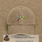 Image principale produit80moyenBF - casquette Beige foncé délavé avec visuel Tennis raquette balle 5 cm