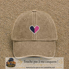 Image principale produit116moyenBF - casquette Beige foncé délavé avec visuel Cœur bicolore 5 cm