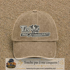 Image principale produit122grosBF - casquette Beige foncé délavé avec visuel Vache message français 7 cm