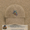 Image principale produit17grosBF - casquette Beige foncé délavé avec visuel Tortue colorée 7 cm