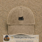 Image principale produit6petitBF - casquette Beige foncé délavé avec visuel Chat noir adorable 3 cm