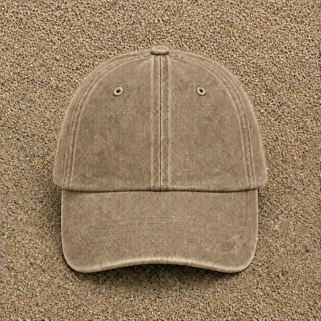 Casquette Beige foncé délavé motif Renard tête 7 cm - vue 3