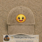Image principale produit9grosBF - casquette Beige foncé délavé avec visuel Emoji souriant 7 cm