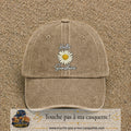 Image principale produit20grosBF - casquette Beige foncé délavé avec visuel Hello sunshine marguerite 7 cm