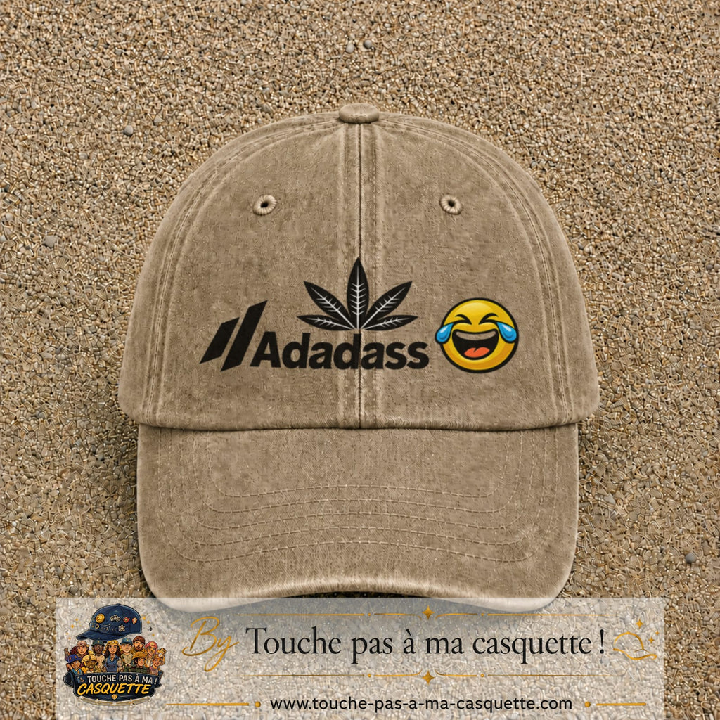 Image principale produit37grosBF - casquette Beige foncé délavé avec visuel Adadass emoji rieur 7 cm