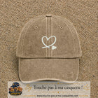 Image principale produit30moyenBF - casquette Beige foncé délavé avec visuel Cœur continu blanc 5 cm