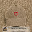 Image principale produit138moyenBF - casquette Beige foncé délavé avec visuel Cœur rouge 5 cm