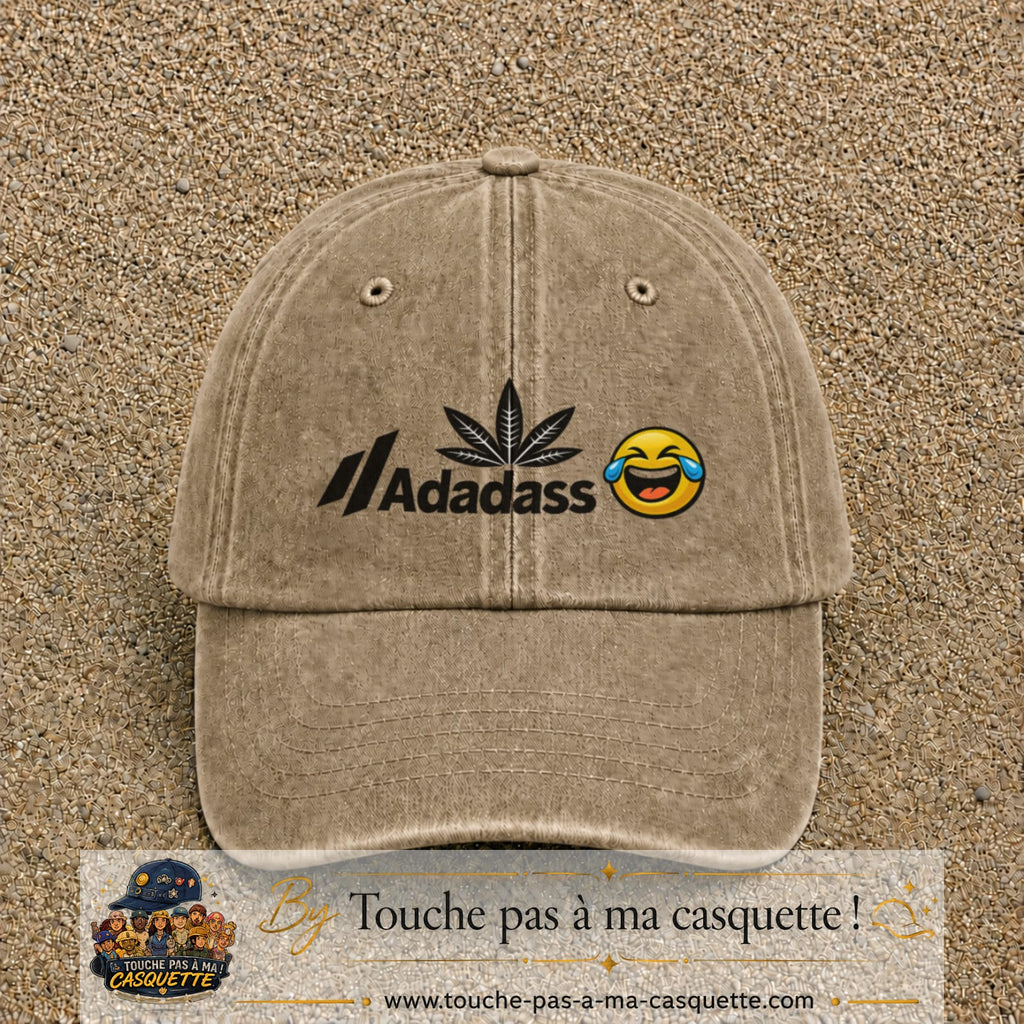 Image principale produit37moyenBF - casquette Beige foncé délavé avec visuel Adadass emoji rieur 5 cm