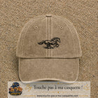 Image principale produit127moyenBF - casquette Beige foncé délavé avec visuel Cheval au galop 5 cm