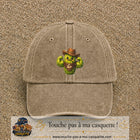 Image principale produit194grosBF - casquette Beige foncé délavé avec visuel Cactus cowboy 7 cm