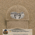 Image principale produit1grosBF - casquette Beige foncé délavé avec visuel Chat colère ornemental 7 cm