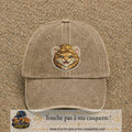 Image principale produit39grosBF - casquette Beige foncé délavé avec visuel Lion souriant 7 cm