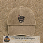 Casquette Beige foncé délavé motif Tête de chaton 7 cm - vue principale