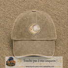 Casquette Beige foncé délavé motif Lune endormie 7 cm - vue principale