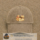 Casquette Beige foncé délavé 100% coton avec motif Pâtisseries gourmandes 7 cm - image principale