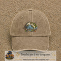 Casquette Beige foncé délavé motif Pêche sportive 7 cm - vue principale