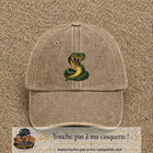 Casquette baseball Beige foncé délavé 100% coton avec visuel Cobra cartoon 7 cm - image produit principale