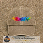 Casquette baseball Beige foncé délavé 100% coton avec visuel Éclaboussure peinture 7 cm - image produit principale