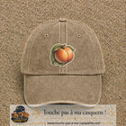 Casquette Beige foncé délavé motif Pêches fruitées 7 cm - vue principale