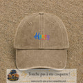 Casquette baseball Beige foncé délavé 100% coton avec visuel Prénom Henry coloré 3 cm - image produit principale