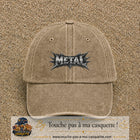 Casquette baseball Beige foncé délavé 100% coton avec visuel Typographie métal 5 cm - image produit principale