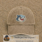 Casquette Beige foncé délavé motif Requin fun 7 cm - vue principale