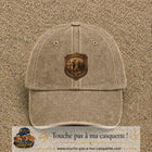 Casquette baseball Beige foncé délavé 100% coton avec visuel Écusson éléphant 7 cm - image produit principale