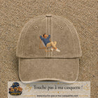 Casquette Beige foncé délavé 100% coton avec motif Pause soleil transat 7 cm - image principale
