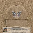 Casquette Beige foncé délavé motif Papillon enchanté 7 cm - vue principale