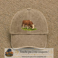 Casquette baseball Beige foncé délavé 100% coton avec motif Vache brune 7 cm - image principale