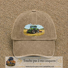 Casquette baseball Beige foncé délavé 100% coton avec motif Tracteur agricole 7 cm - image principale