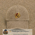 Casquette Beige foncé délavé 100% coton avec motif Casque spartiate éclair doré 7 cm - image principale