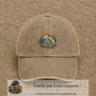 Casquette Beige foncé délavé motif Pêche passion 7 cm - vue principale